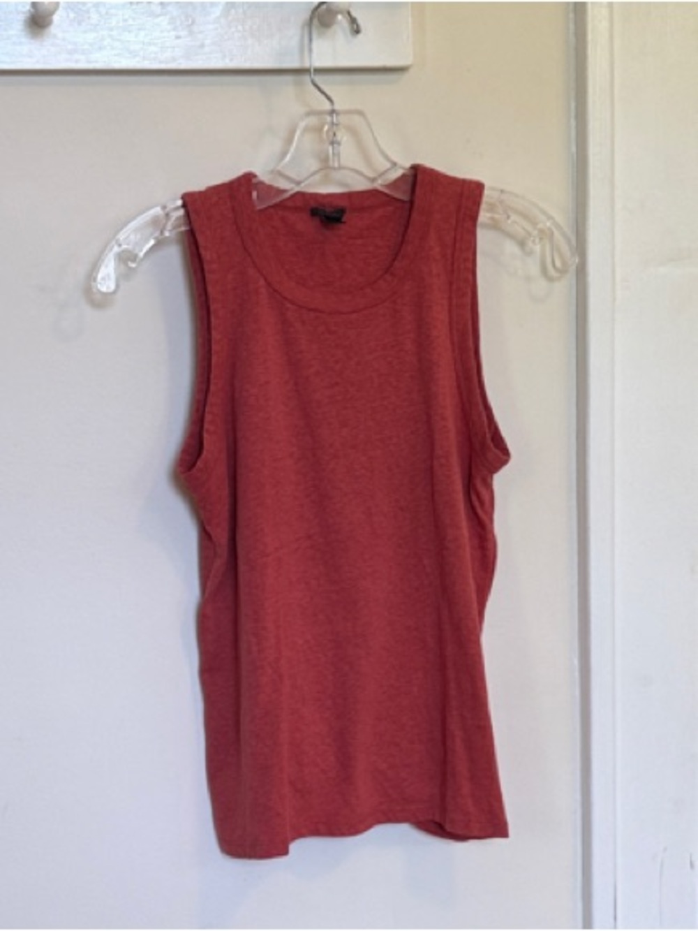 J. Crew Brick Red Sleeveless Top with Crossover and Knotted Back